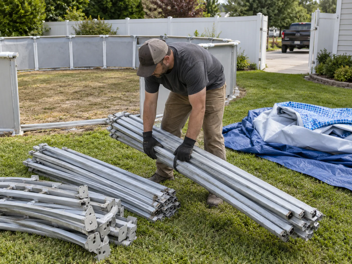 Above-Ground Pool Removal worksite detail